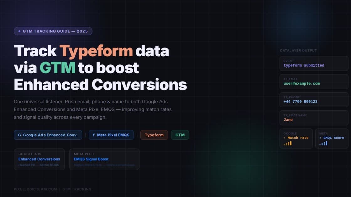 Typeform GTM tracking guide for Google Ads Enhanced Conversions and Meta Pixel EMQS signal boost